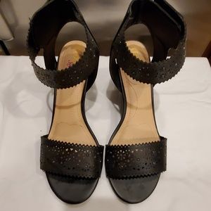 Black Decorative Wedge Sandal
